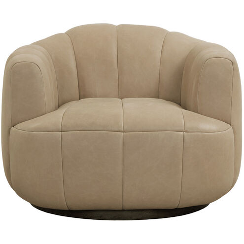 Tadeo Dark Brown / Sahara Sand Leather Swivel Lounge Chair, Swivel